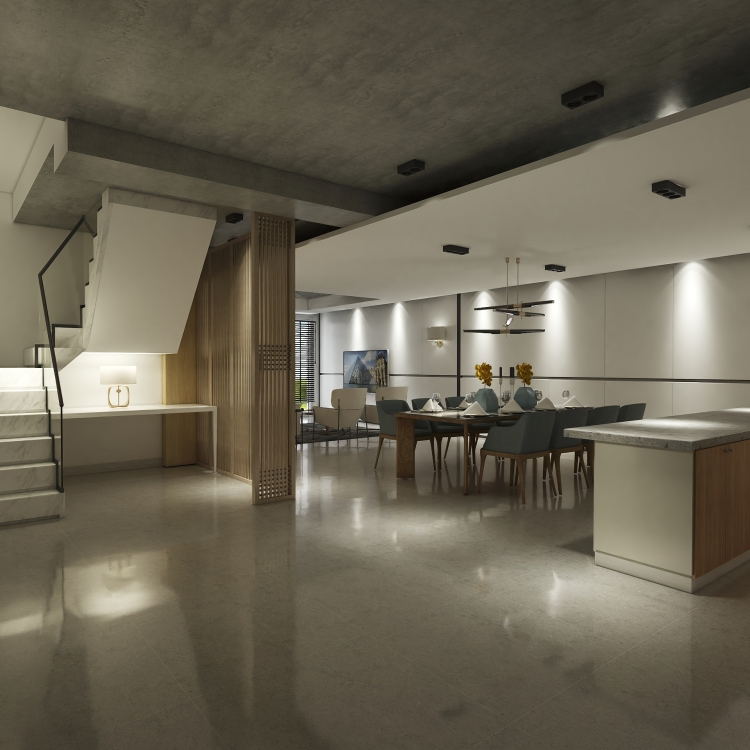 Living room with staircase