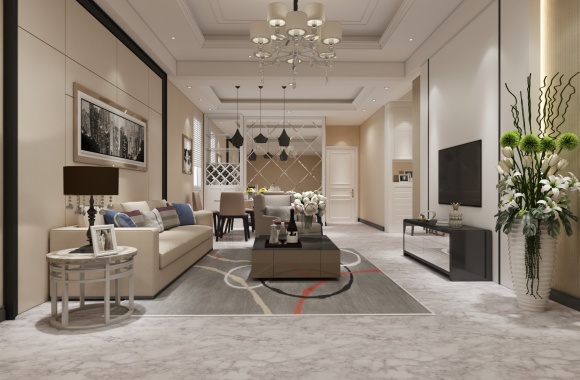 Modern living and dining room