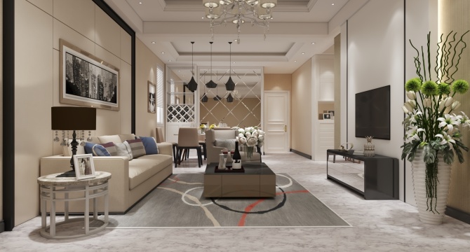 Modern living and dining room