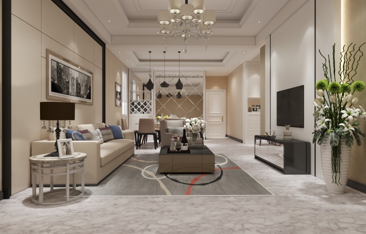Modern living and dining room