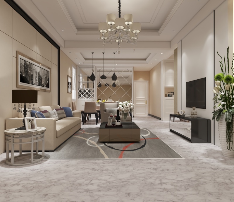 Modern living and dining room
