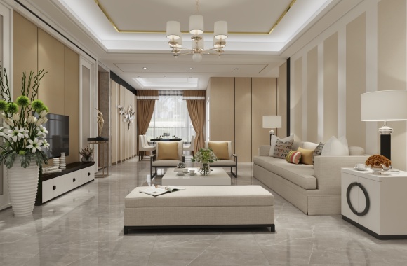 Modern living and dining room