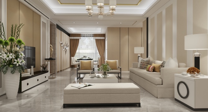 Modern living and dining room