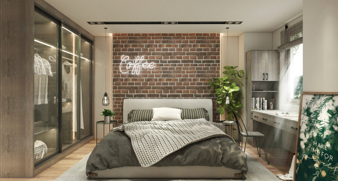 Industrial style bedroom