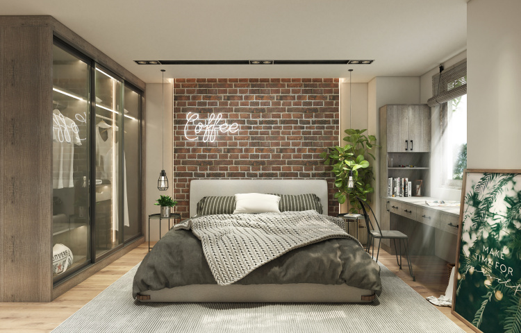 Industrial style bedroom
