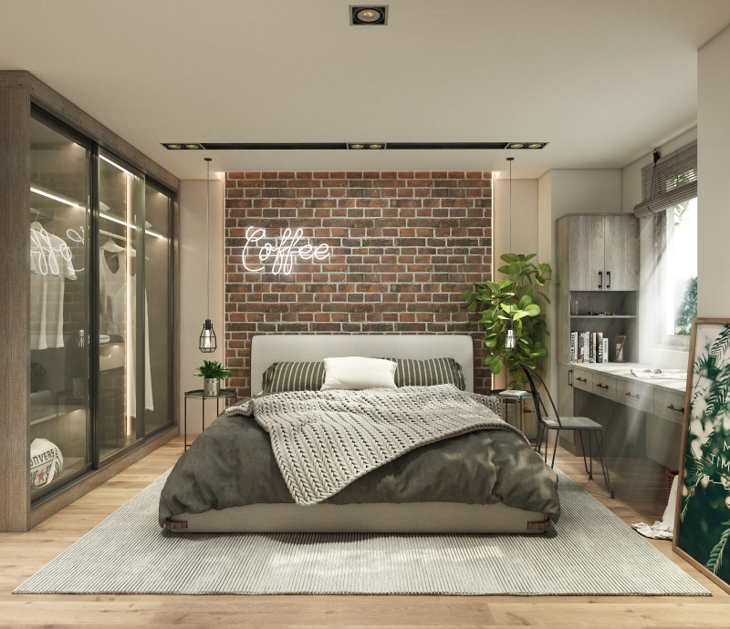 Industrial style bedroom