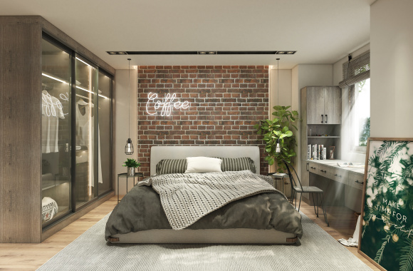 Industrial style bedroom